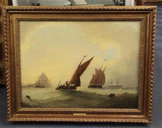 Frederick Calvert (fl.1827-44) Fishing boats off Mont St Michel 18 x 24in.